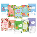 GUOYAOLIFU 10 Pack Sheets Variety Sheet Face Masks Skincare Hydrating Moisturizing Facial Mask with Natural Ingredients Milk Aloe VeraWatermelonLemon Bulk Facial Mask for Women Skin Care